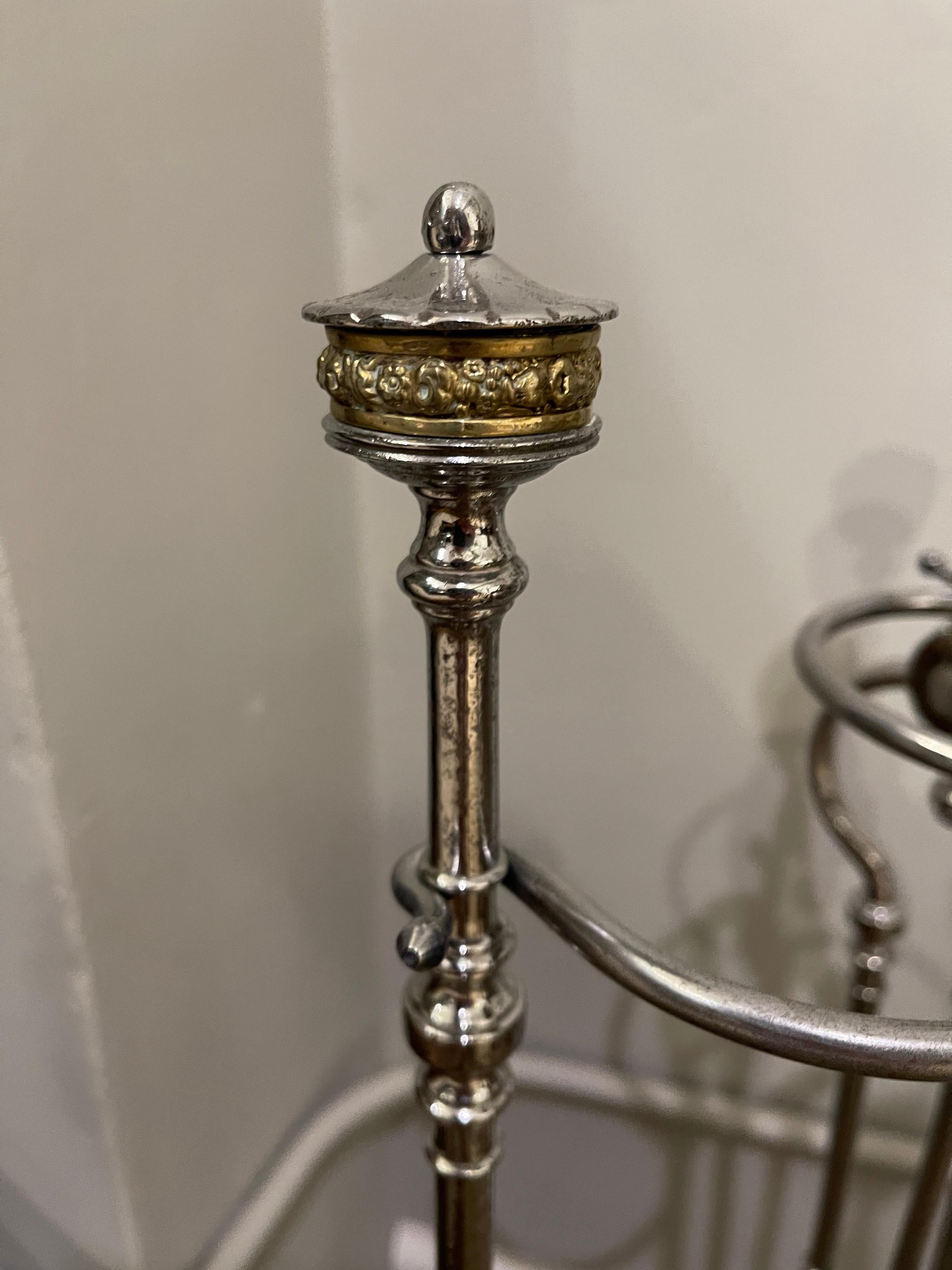 18th Century Polished Steel Fireplace Tools on Stand For Sale 2