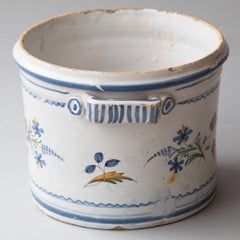 18th Century Polychrome Faience Cache Pot