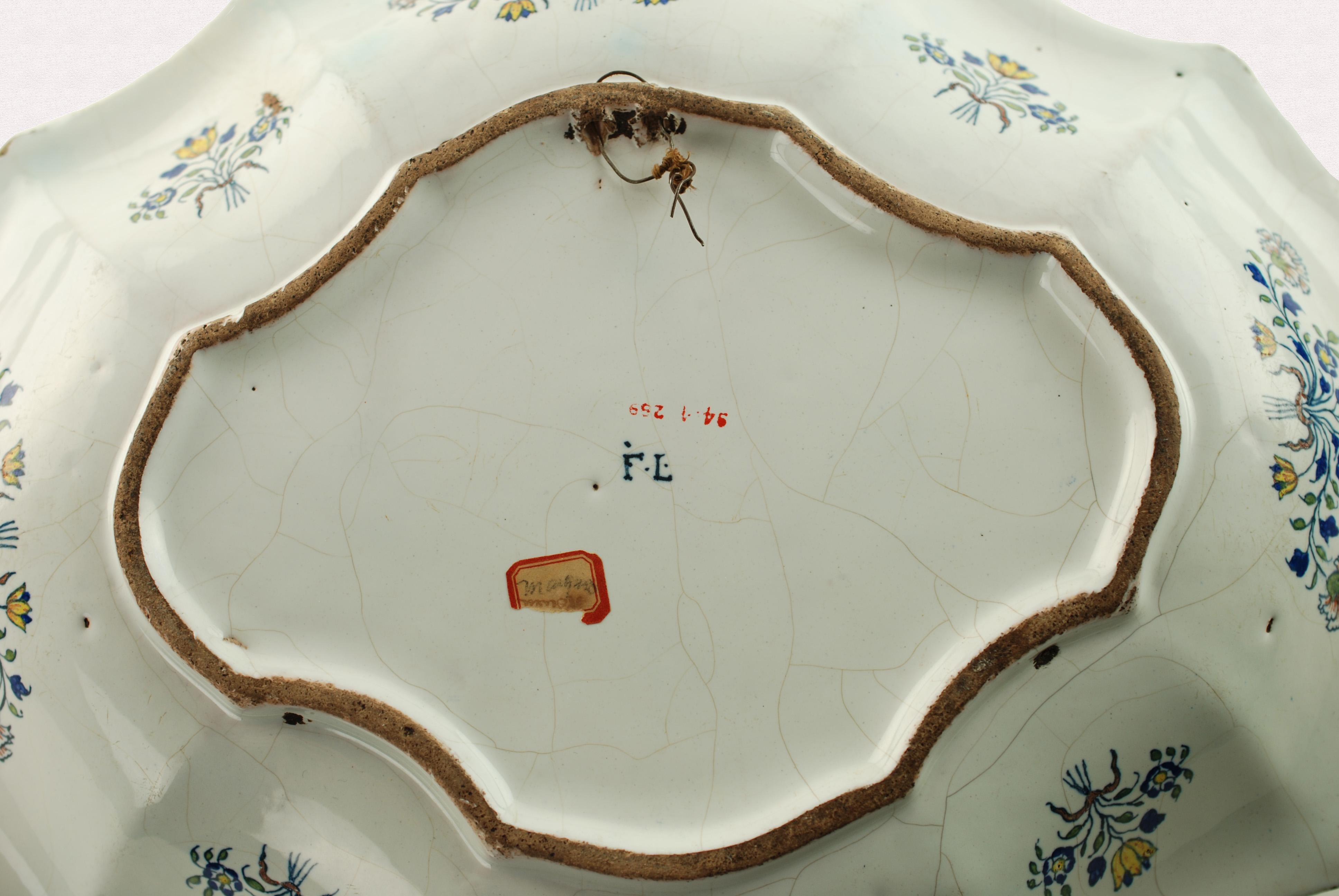 Mid-18th Century 18th Century Polychrome Faience Lobed Platter For Sale