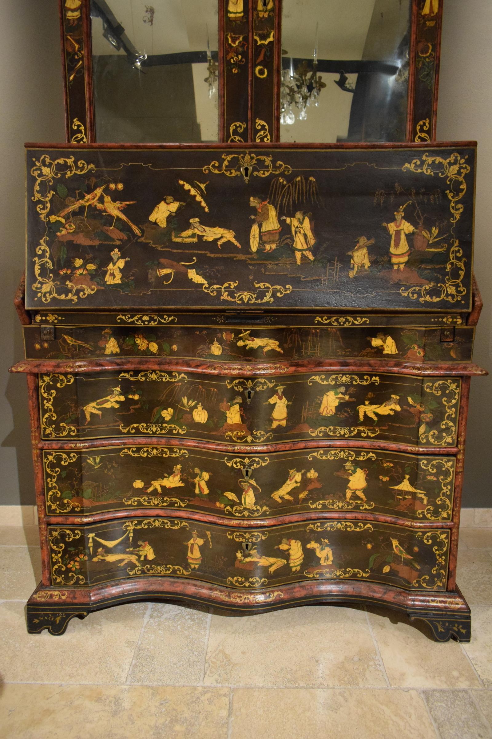 18th Century Polychrome Lacquered Wood Venice Bureau Cabinet 13