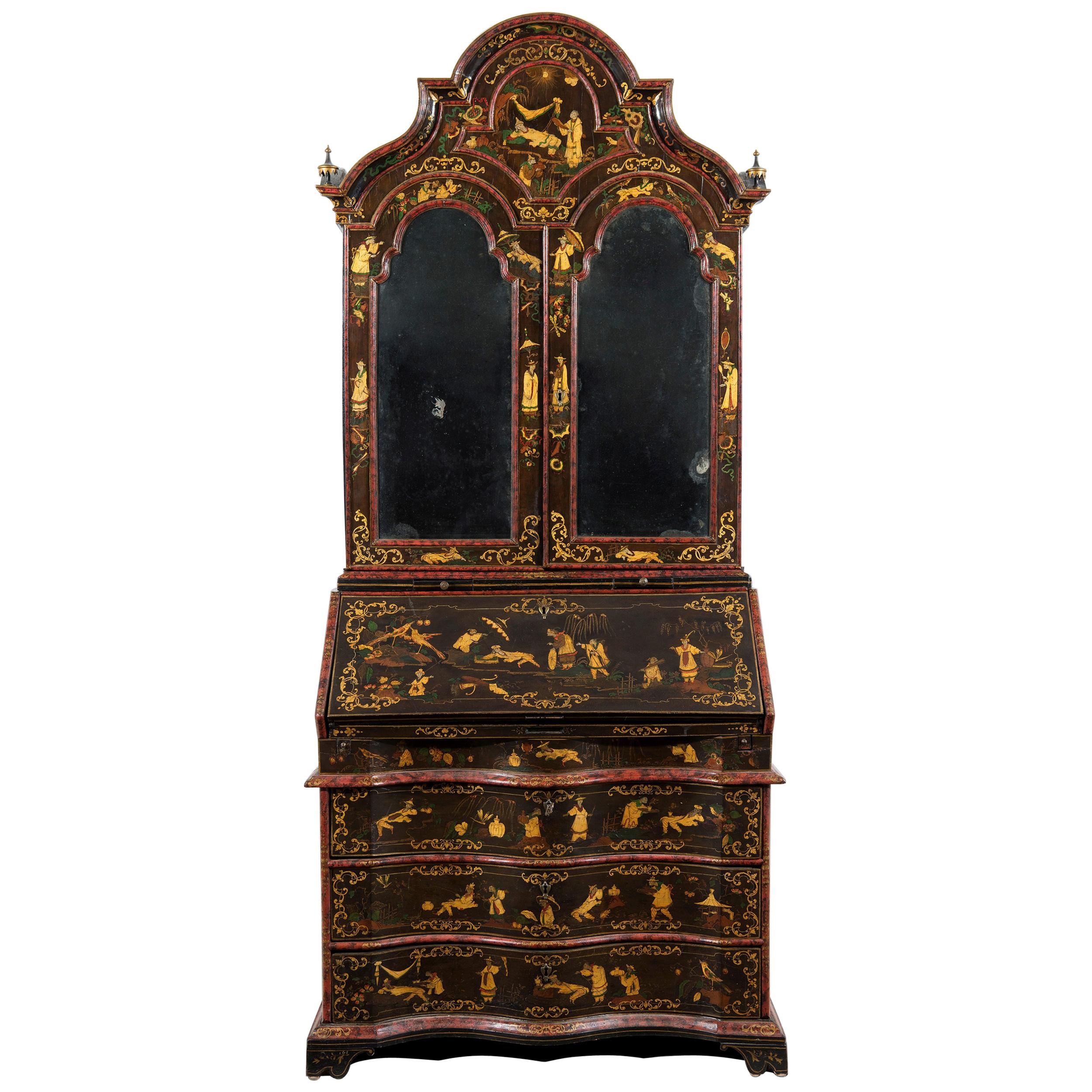 18th Century Polychrome Lacquered Wood Venice Bureau Cabinet