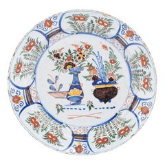 18th Century Polychrome Painted Faience Charger