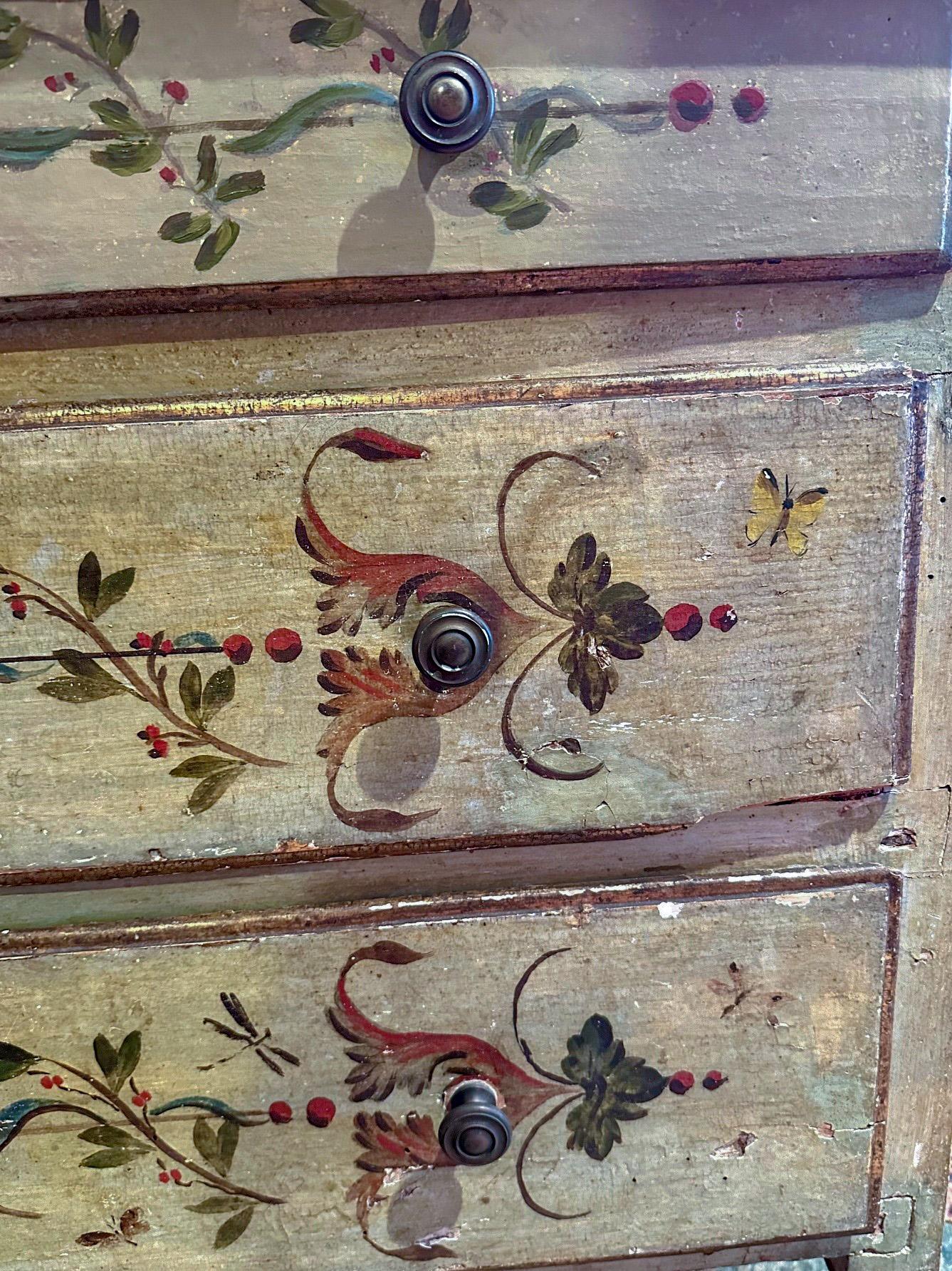 18th Century Polychrome Painted Faux Marble Top Neoclassical Chest of Drawers. For Sale 2