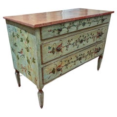 Antique 18th Century Polychrome Painted Faux Marble Top Neoclassical Chest of Drawers.