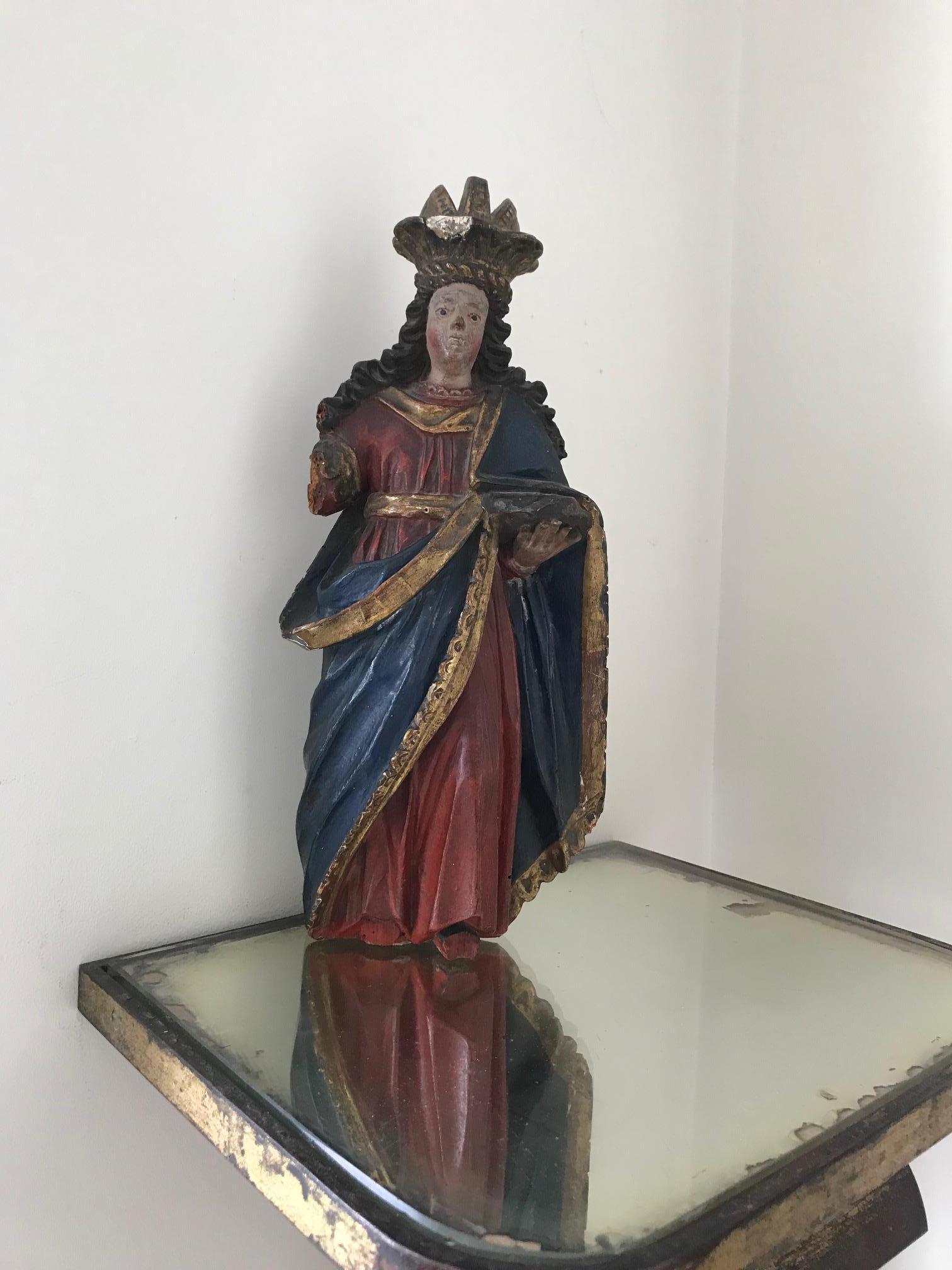 18th Century Polychrome Statue For Sale 9