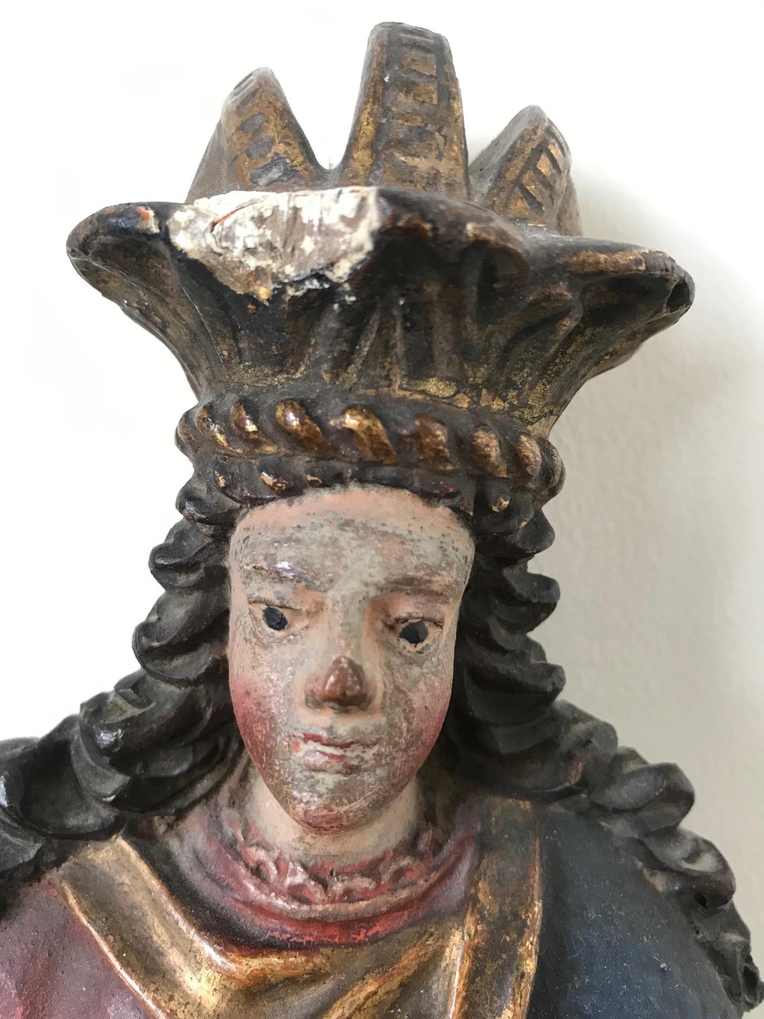 18th Century Polychrome Statue For Sale 1