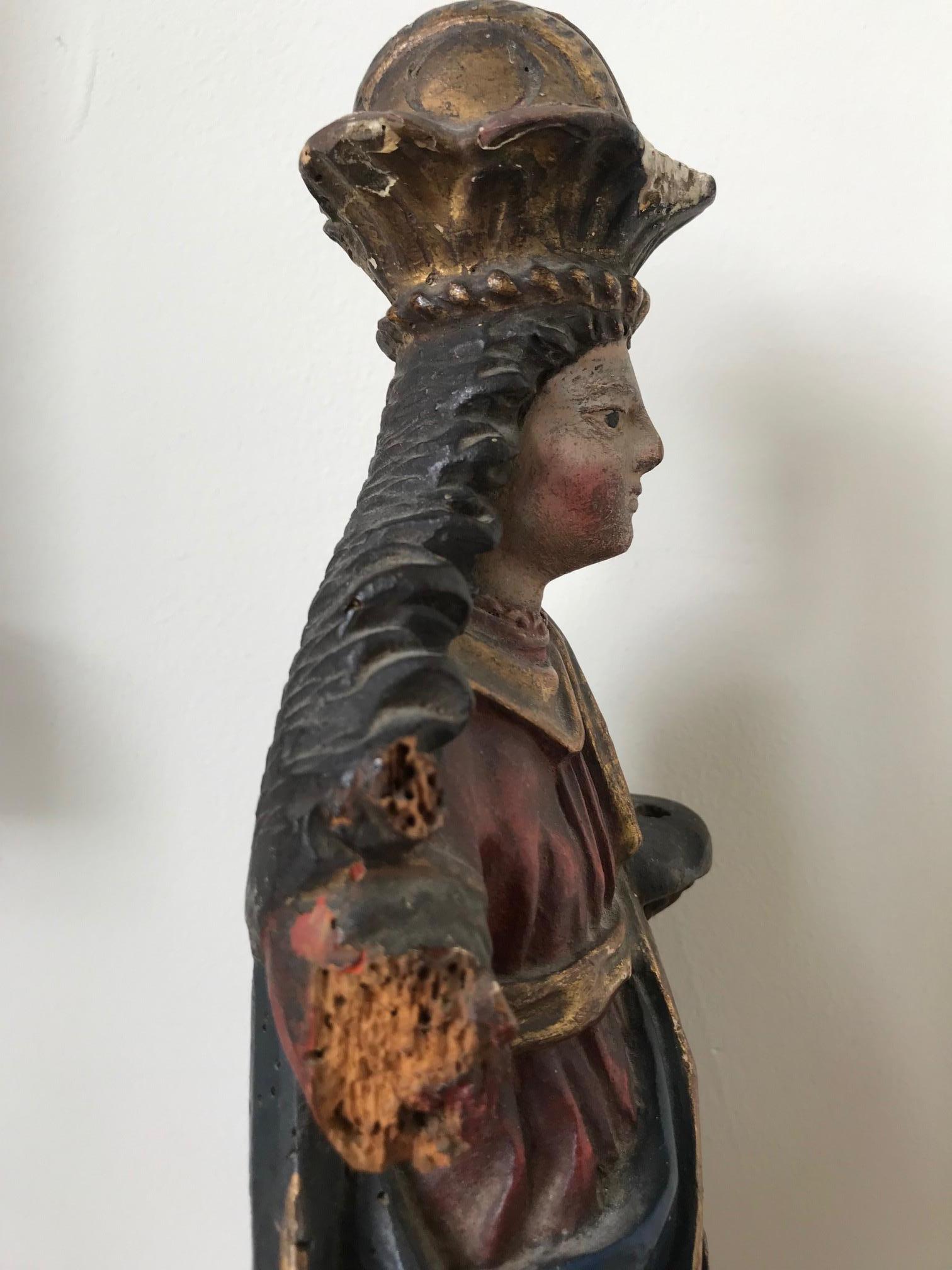 18th Century Polychrome Statue For Sale 2