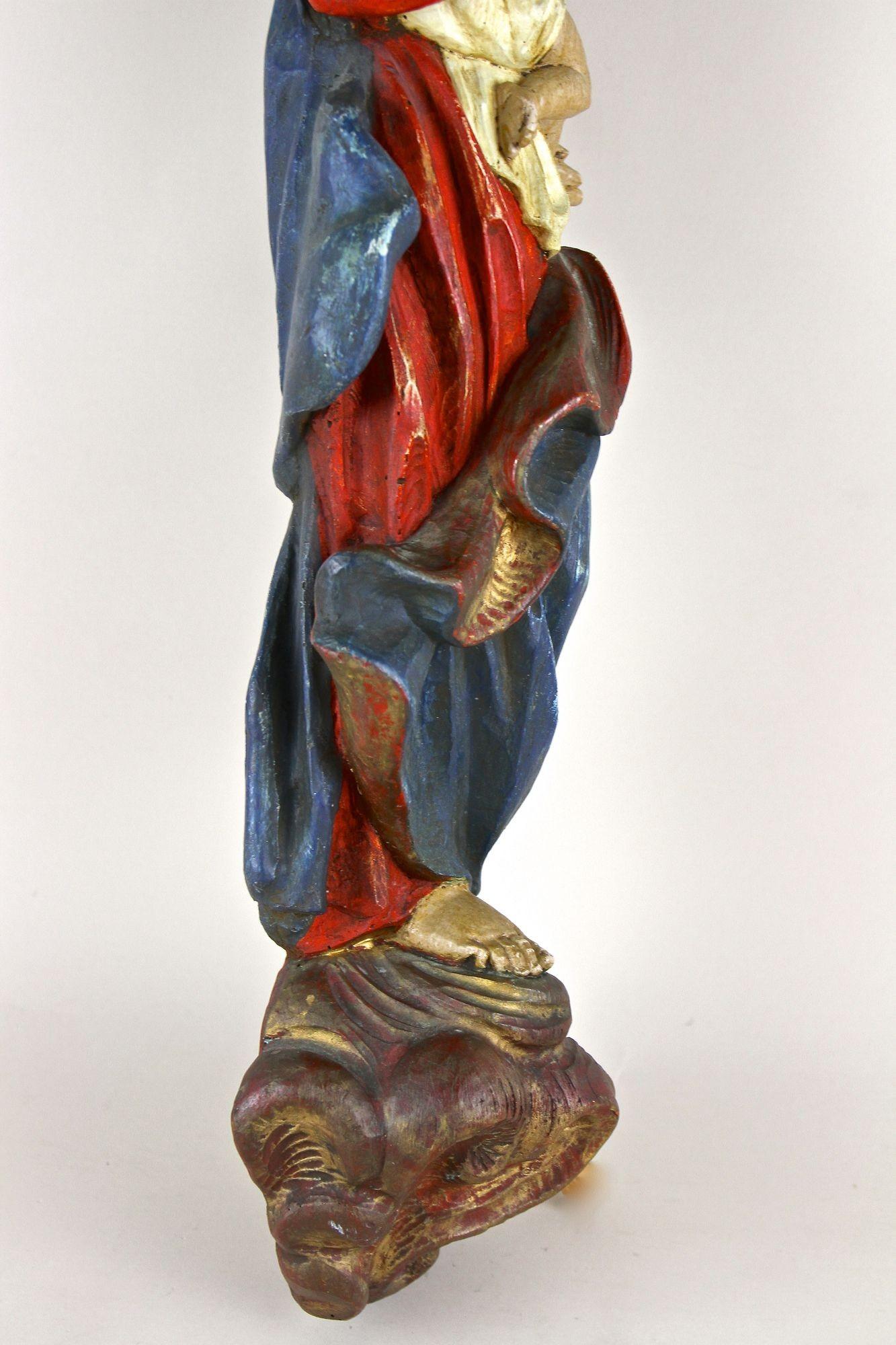 18th Century Polychrome Virgin & Child Wall Sculpture, Handcarved, AT ca. 1760 For Sale 1
