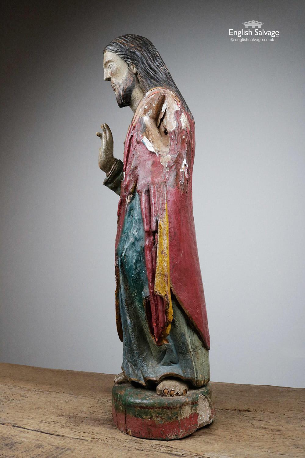 18th Century Polychrome Wood Christ Statue In Good Condition For Sale In London, GB