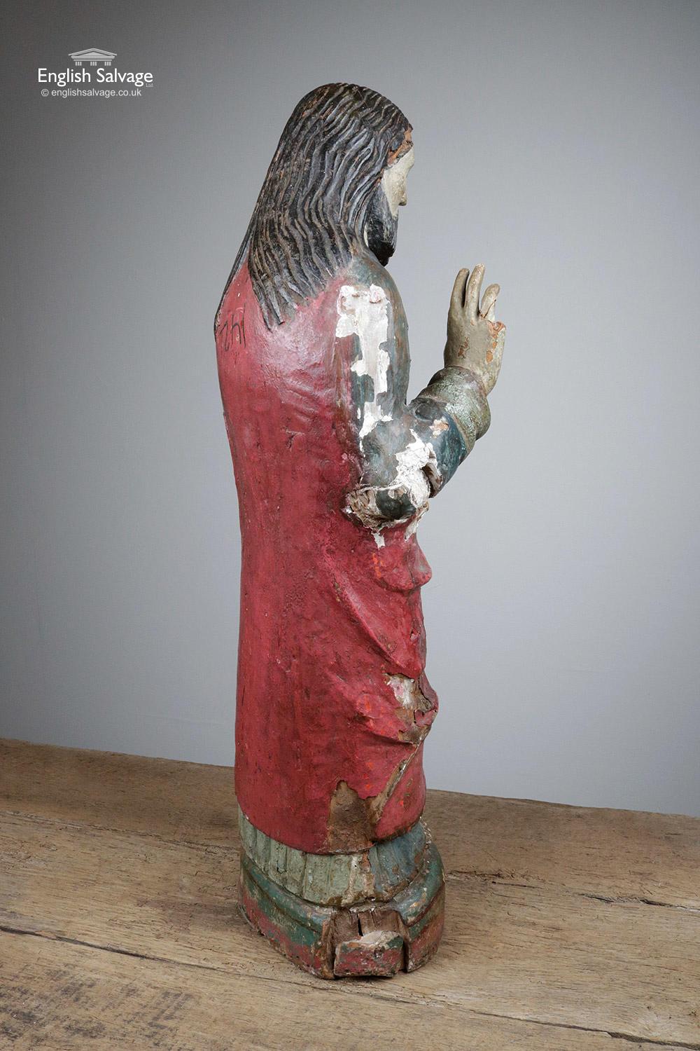 18th Century and Earlier 18th Century Polychrome Wood Christ Statue For Sale