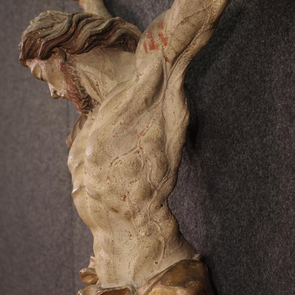 18th Century Polychrome Wood Italian Antique Sculpture Christ Crucified, 1720 9