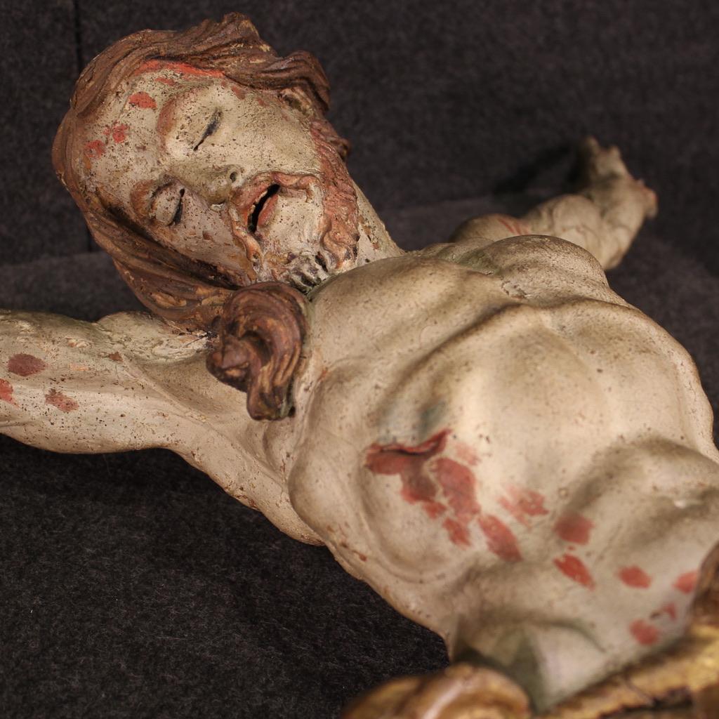 18th Century Polychrome Wood Italian Antique Sculpture Christ Crucified, 1720 4