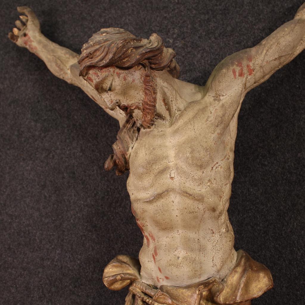 18th Century Polychrome Wood Italian Antique Sculpture Christ Crucified, 1720 5
