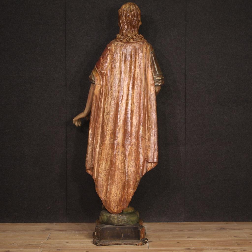 18th Century Polychrome Wood Italian Antique Sculpture Roman Soldier, 1770s  For Sale 3