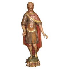 18. Jahrhundert Polychrome Holz italienische antike Skulptur römischer Soldat, 1770 