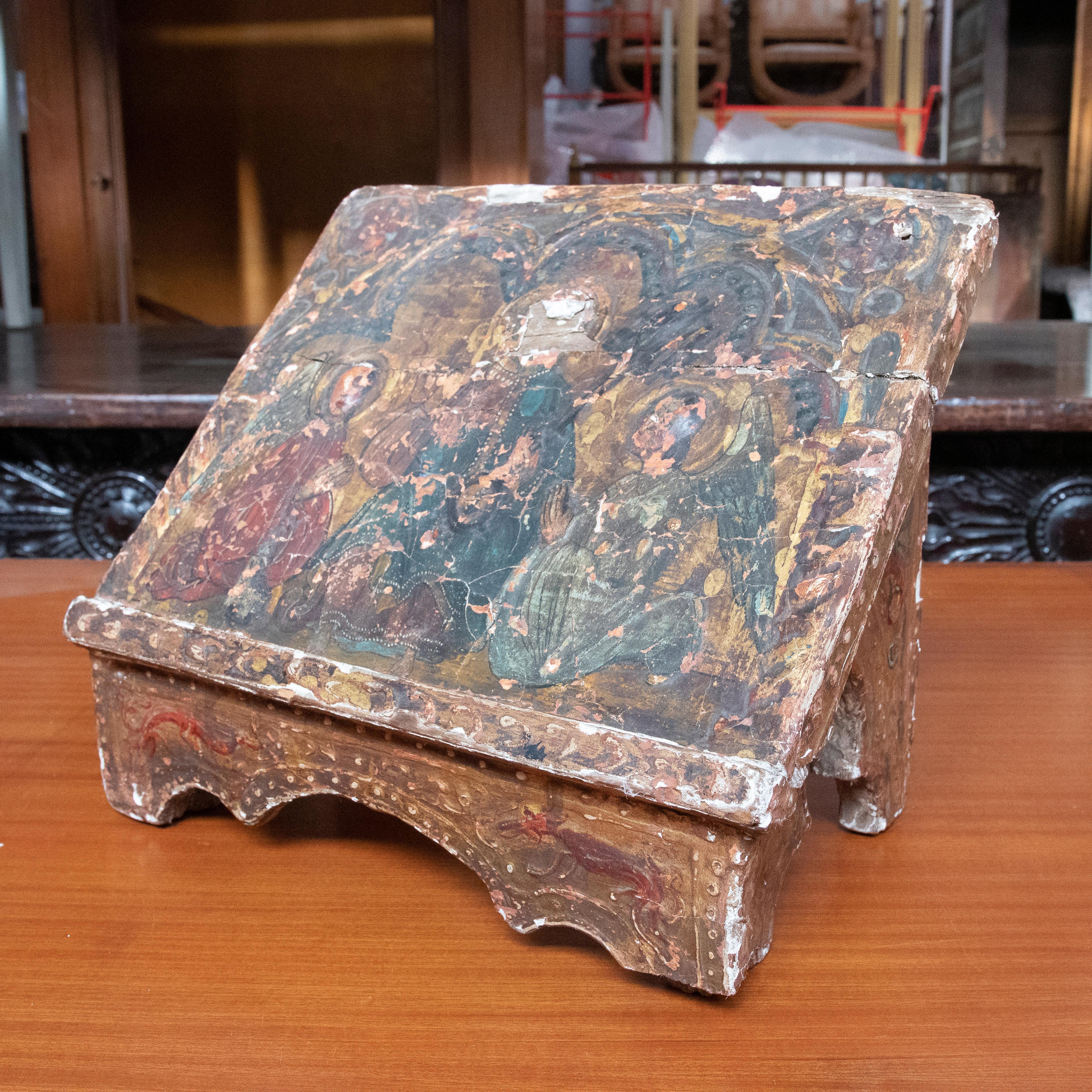 Spanish 18th Century Polychrome Wooden Bookrest For Sale