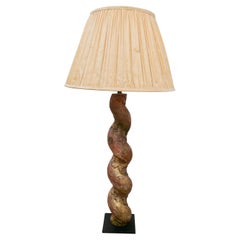 18th Century Polychrome Wooden Table Lamp in the Solomonic Style
