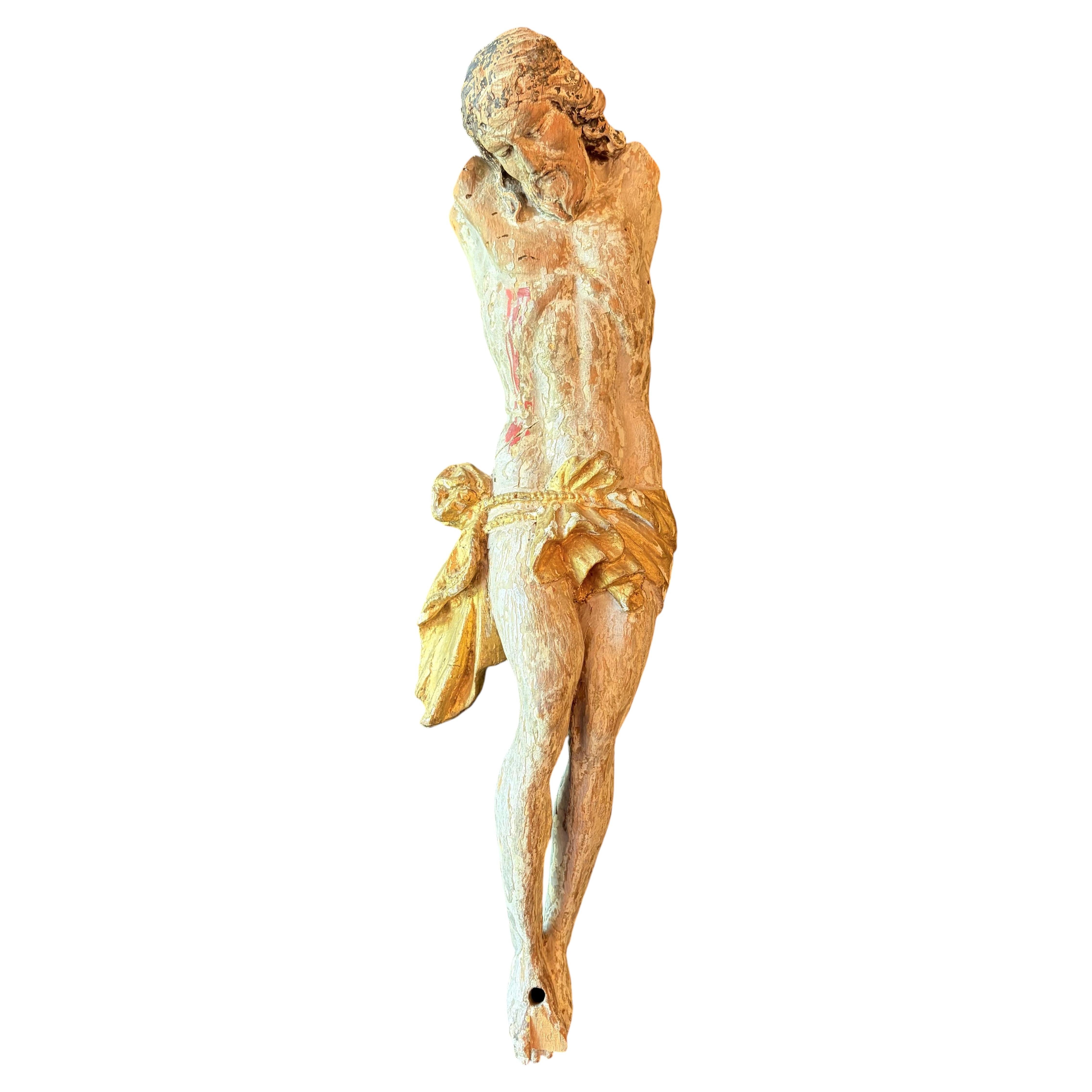 18th Century Carved Corpus Christi, Christ on the Cross, Italian