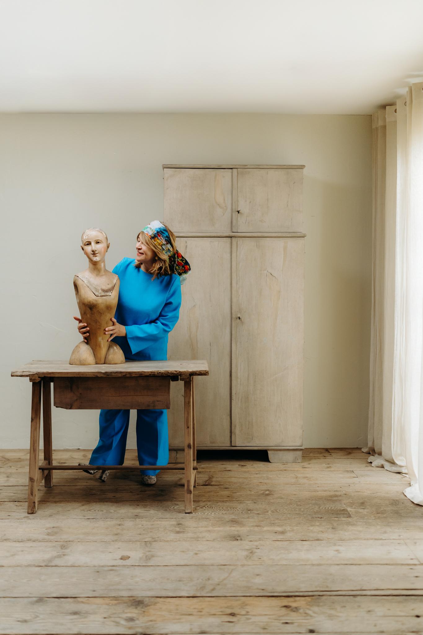 figura de santos de madera de pino policromada del siglo xviii/maniquí de procesión/capipote en venta 3