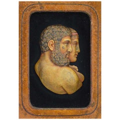 Antique 18th Century Polychromed Wax Portrait of Marc Anthony and Cleopatra