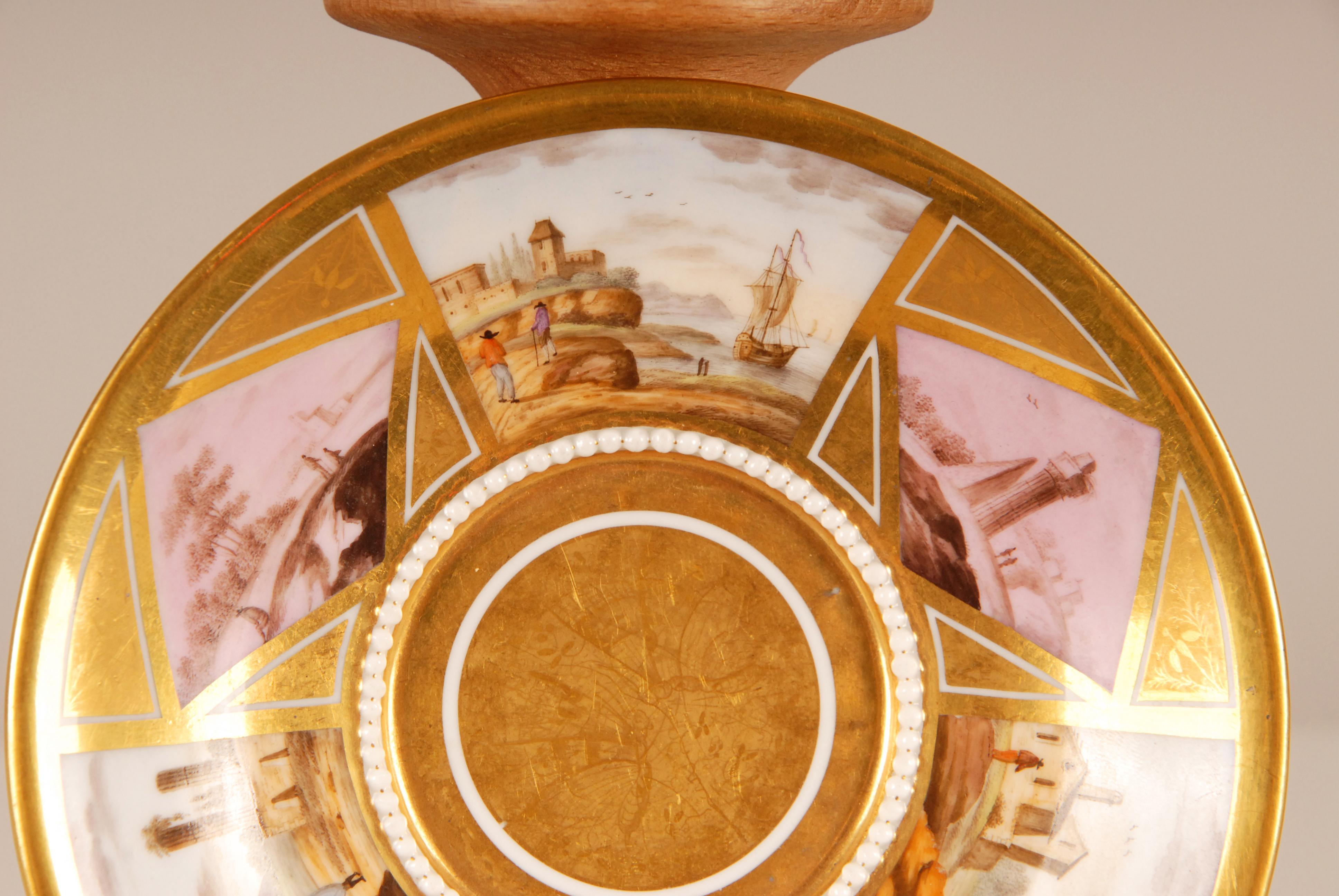 Copa y platillo de porcelana del siglo XVIII Imperio francés Locre y Russinger siglo XVIII y antes en venta