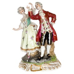 Antique 18th Century Porcelain dancing couple figurine by Volkstedt 