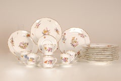 18th Century Porcelain Luncheon Breakfast set Cabinet Cup Wall Plate 23pcs