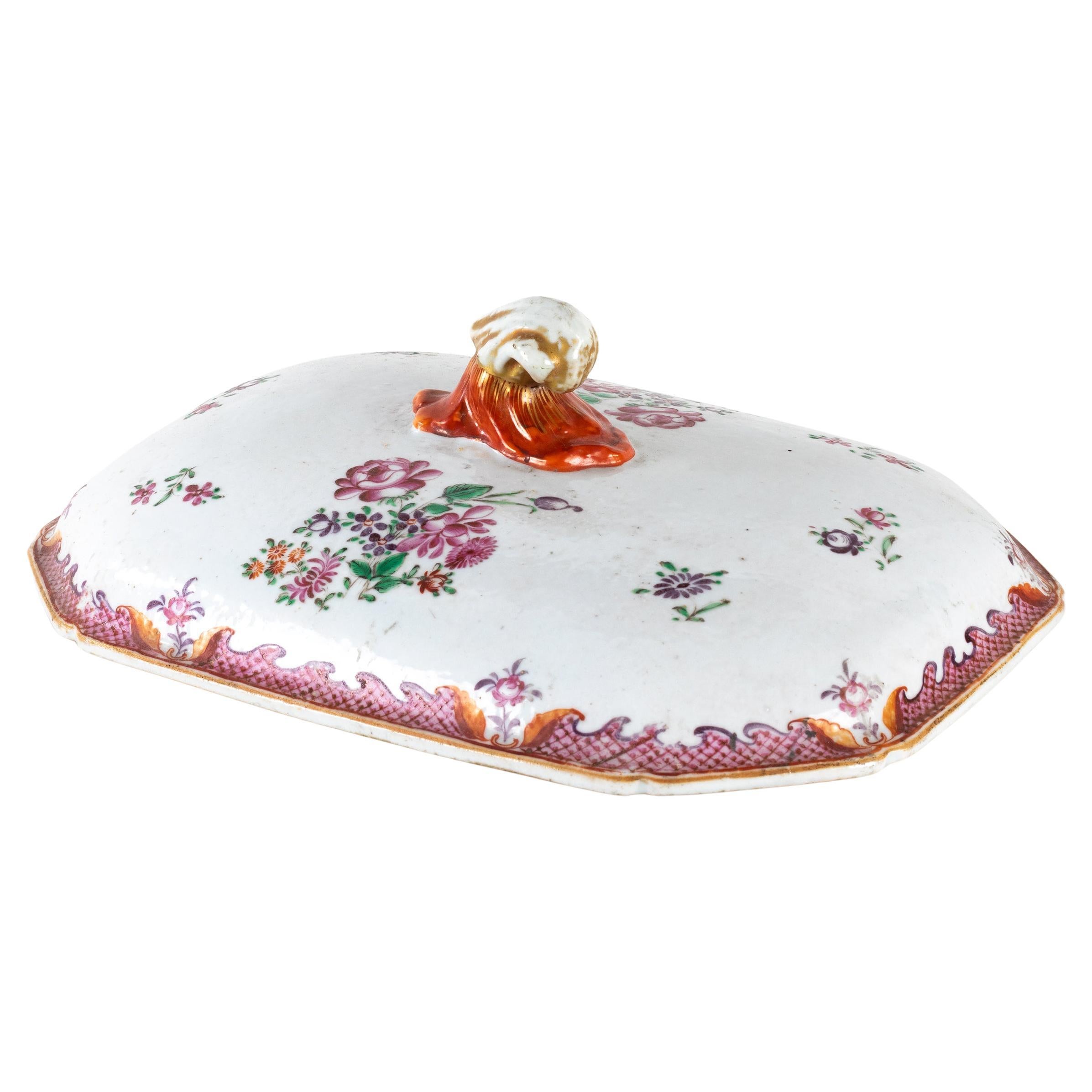 Tapa de sopera de porcelana del siglo XVIII de la Compañía Portuguesa de las Indias en venta