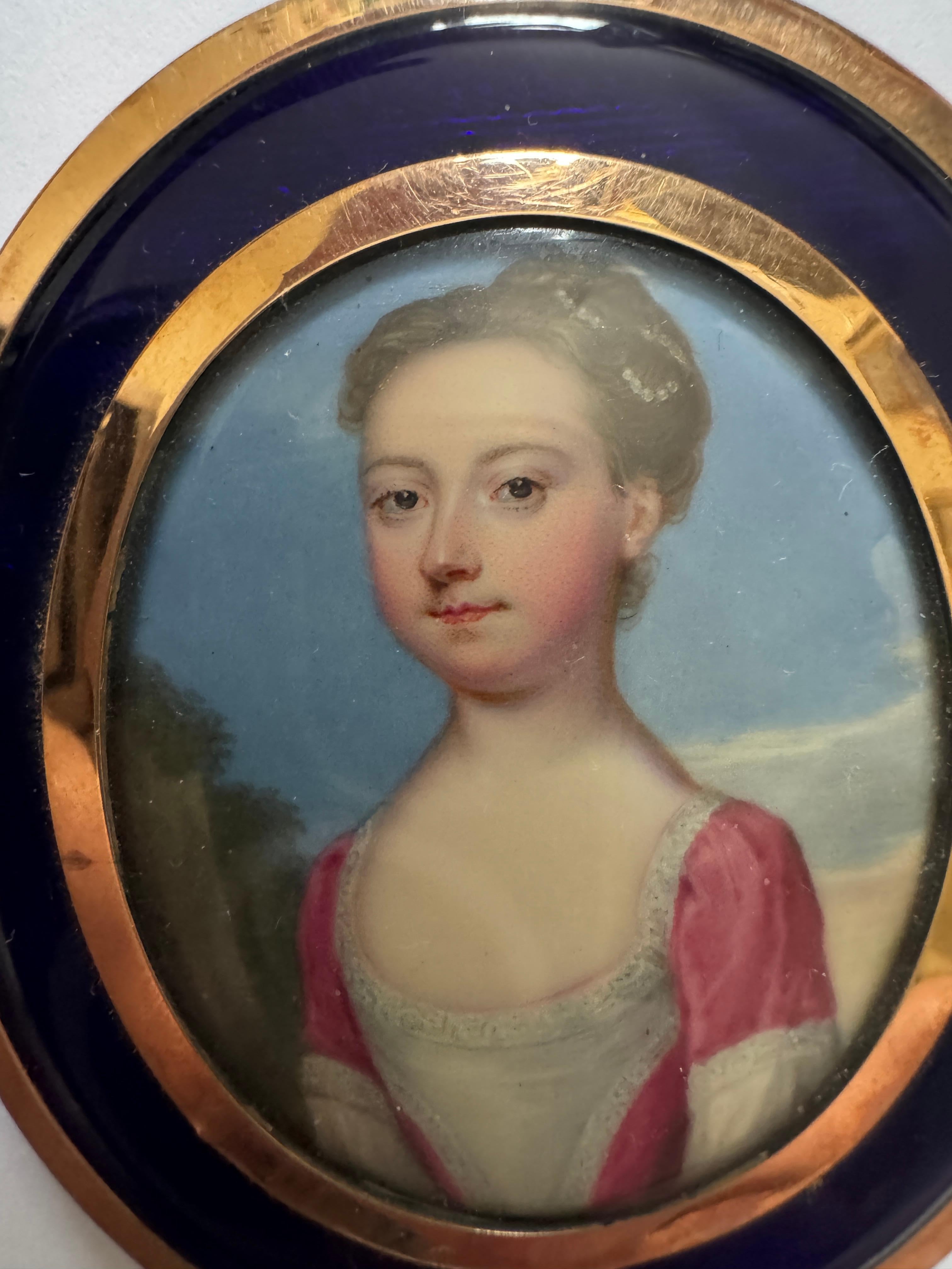 Rococo 18th Century Portrait Miniature Attributed to Christian Friedrich Zincke For Sale