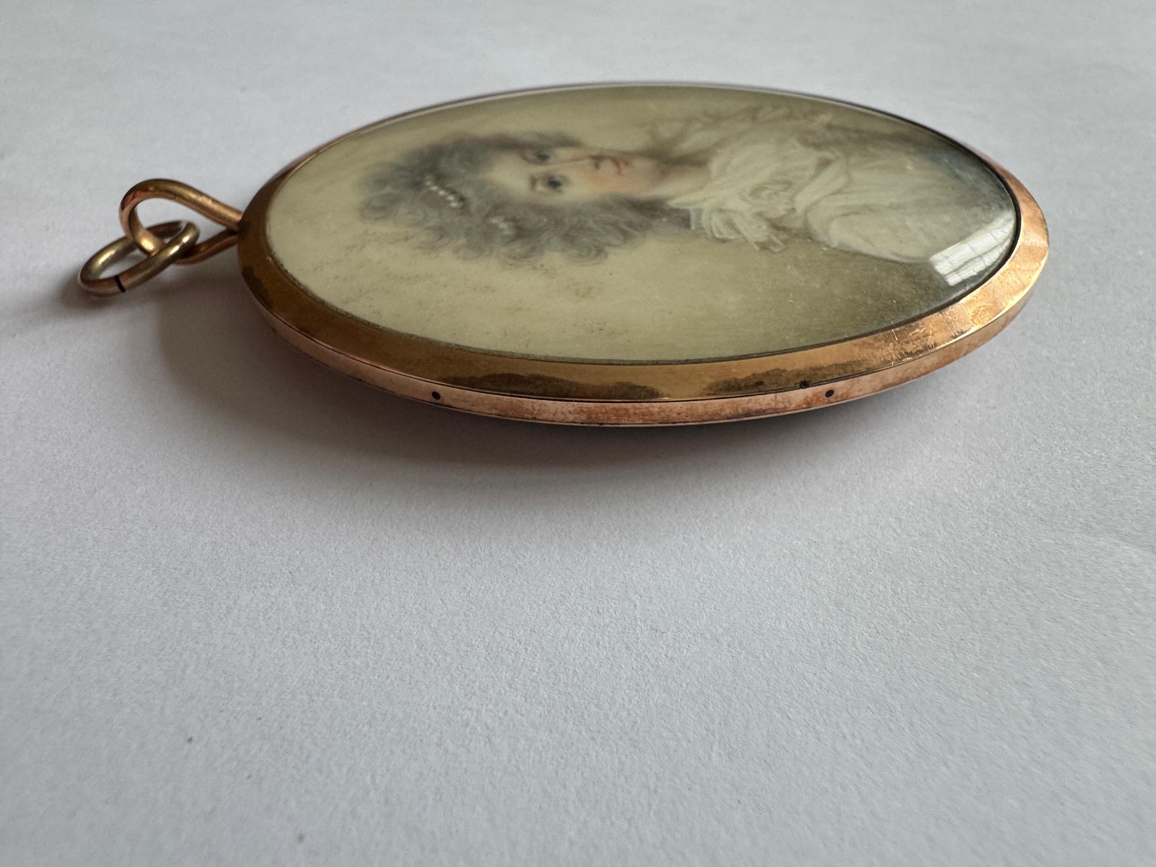 Gold 18th Century Portrait Miniature Attributed to George Engleheart (1750 -1829) For Sale