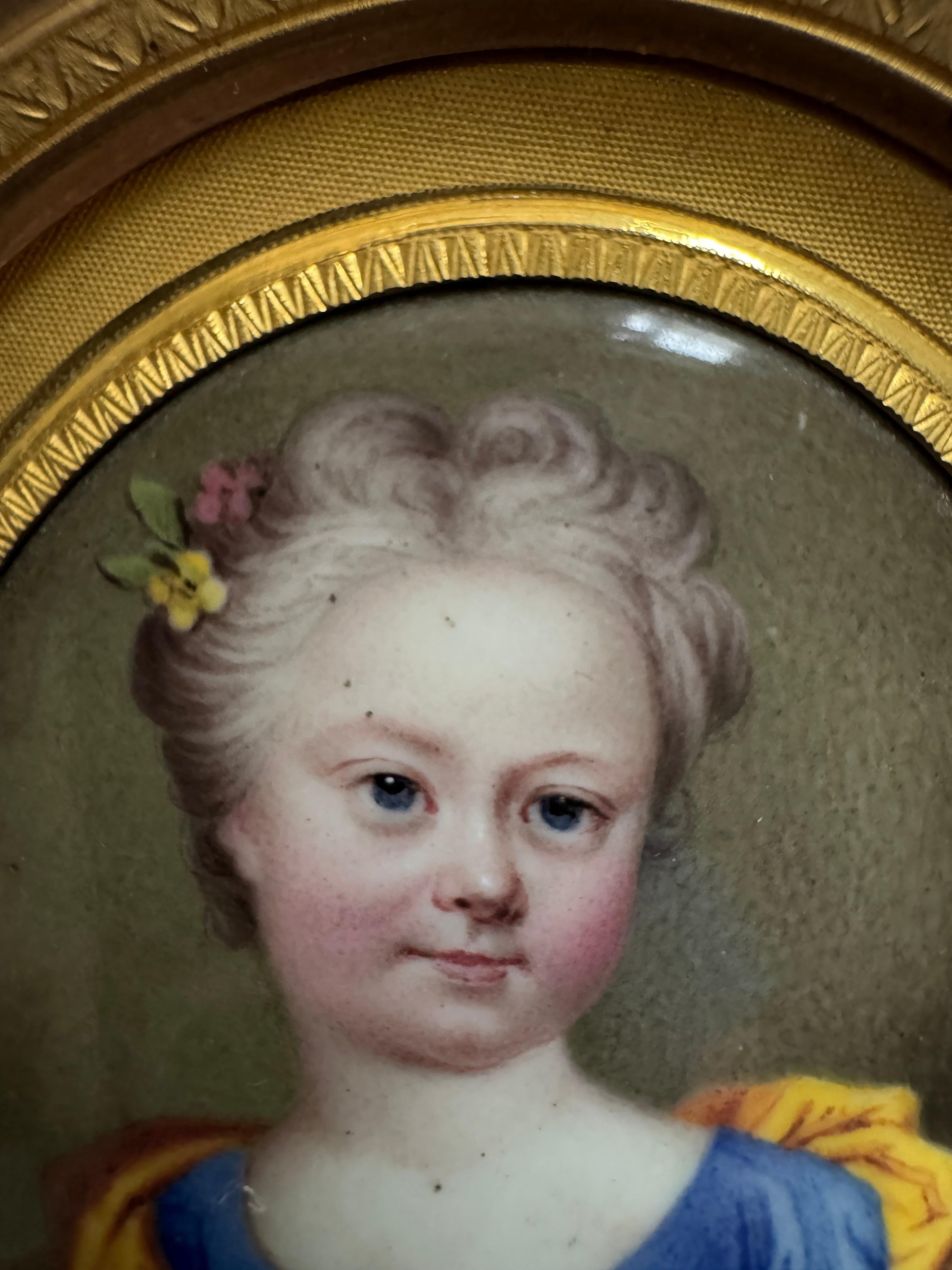 Rococo 18th Century Portrait Miniature of a Child For Sale