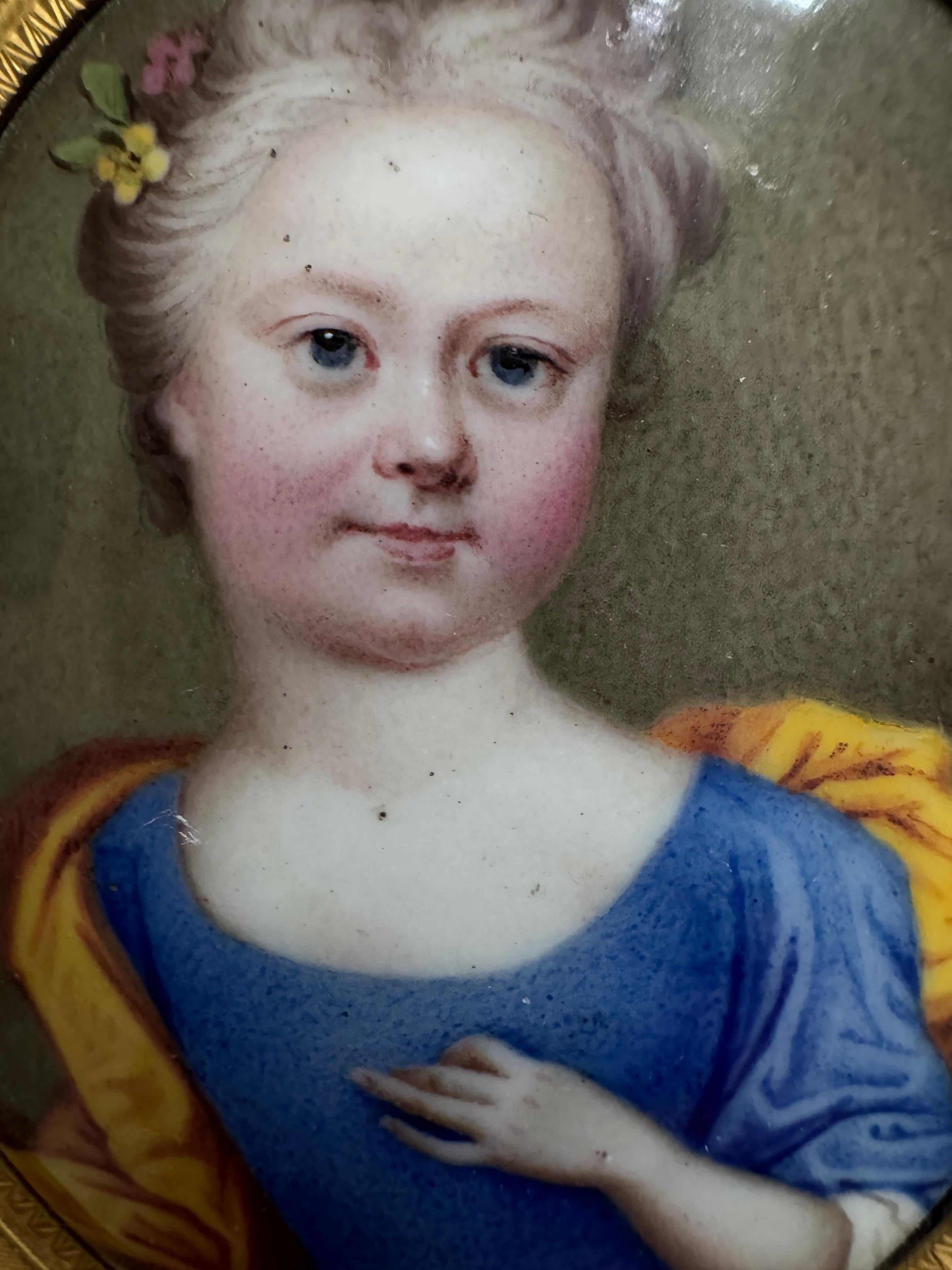 Hand-Painted 18th Century Portrait Miniature of a Child For Sale