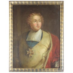 18th Century Portrait of a French Cardinal with Velvet Coat and Medal