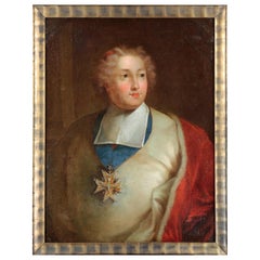 18th Century Portrait of a French Cardinal with Velvet Coat and Medal