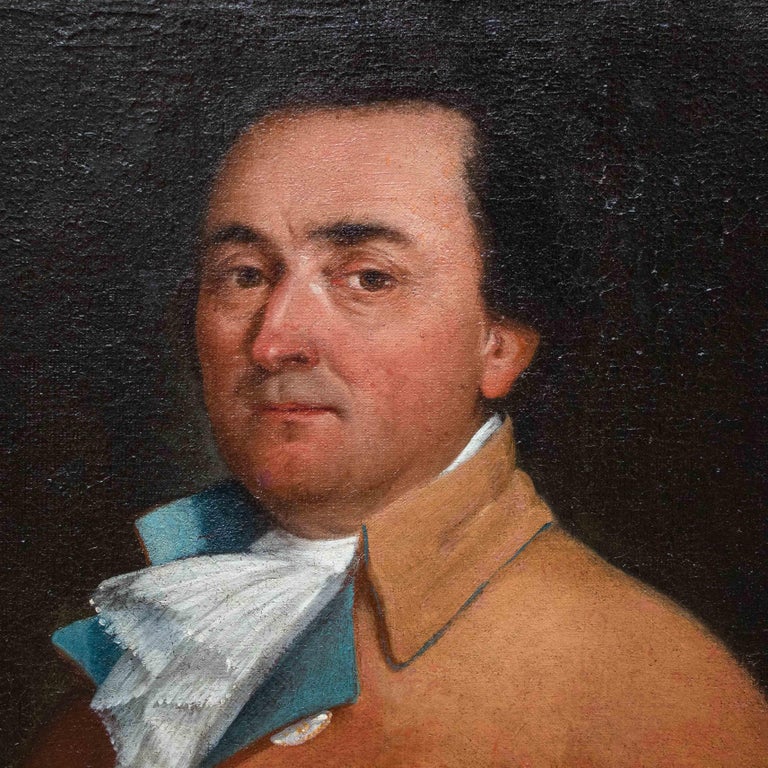 Oiled 18th Century Portrait of a Gentleman French School Painting Oil on Canvas For Sale