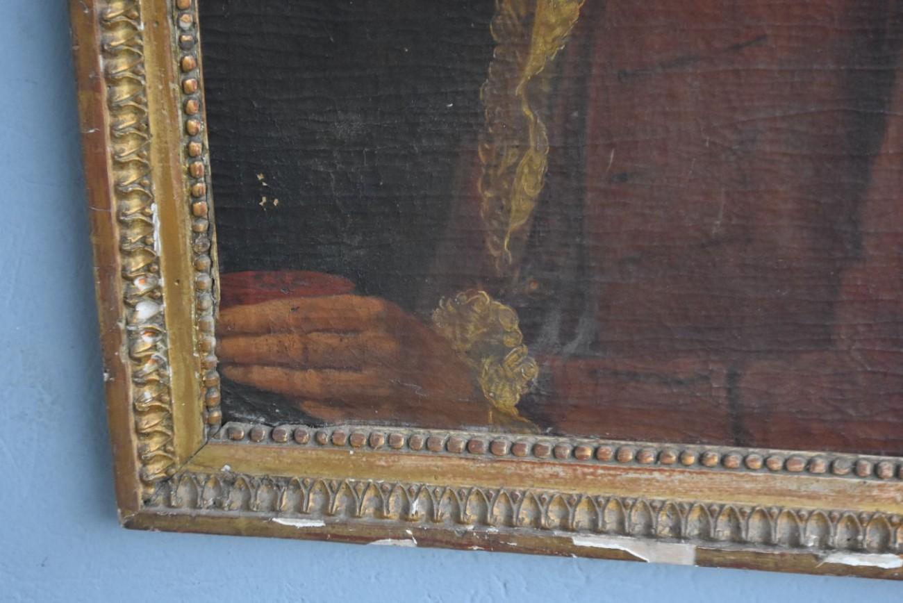 18th Century Portrait of a Gentleman Oil on Canvas In Distressed Condition For Sale In Marseille, FR