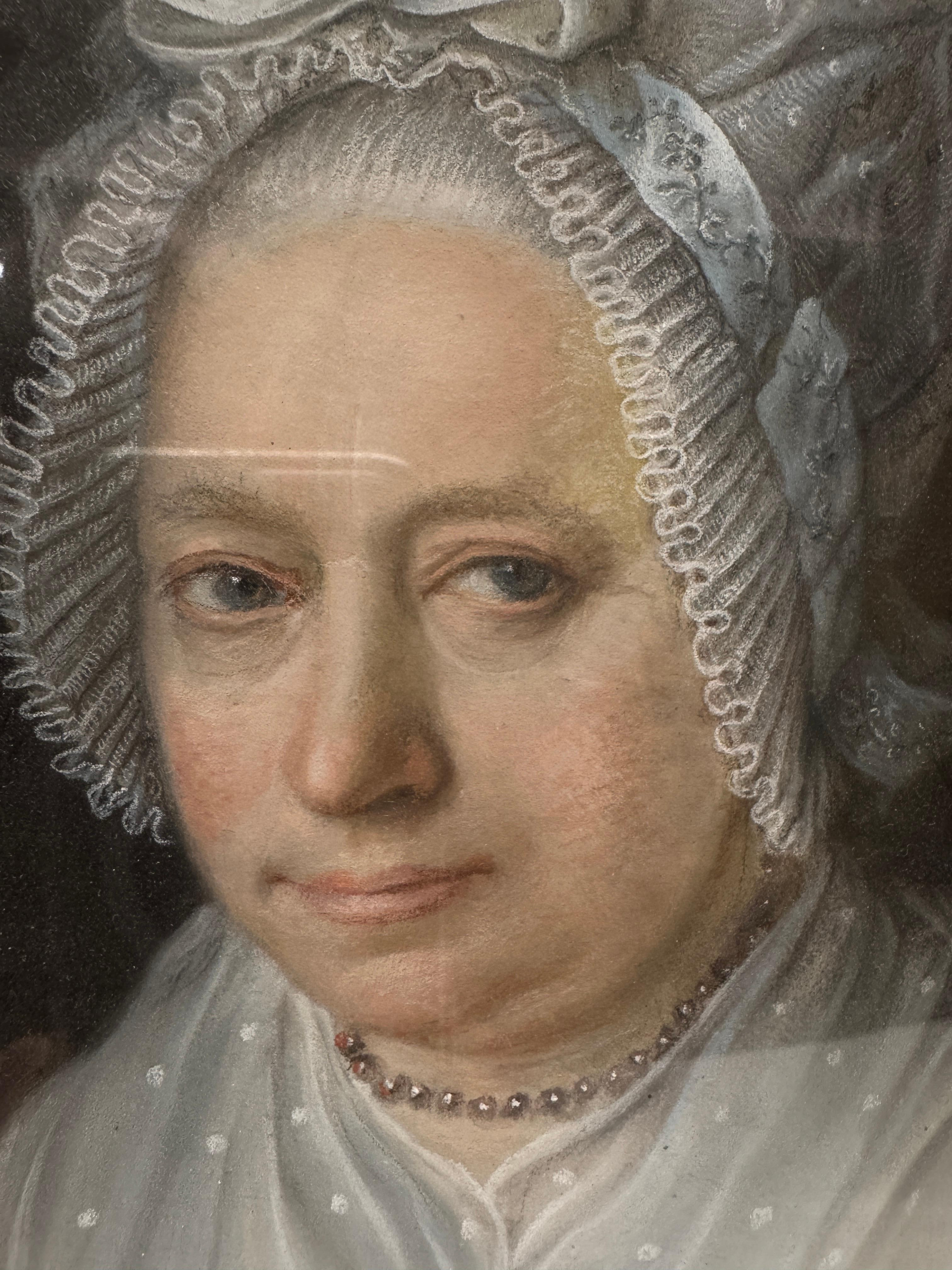 Peint à la main PORTRAIT D'UNE DAME du XVIIIe siècle par Johann Hirschmann en vente