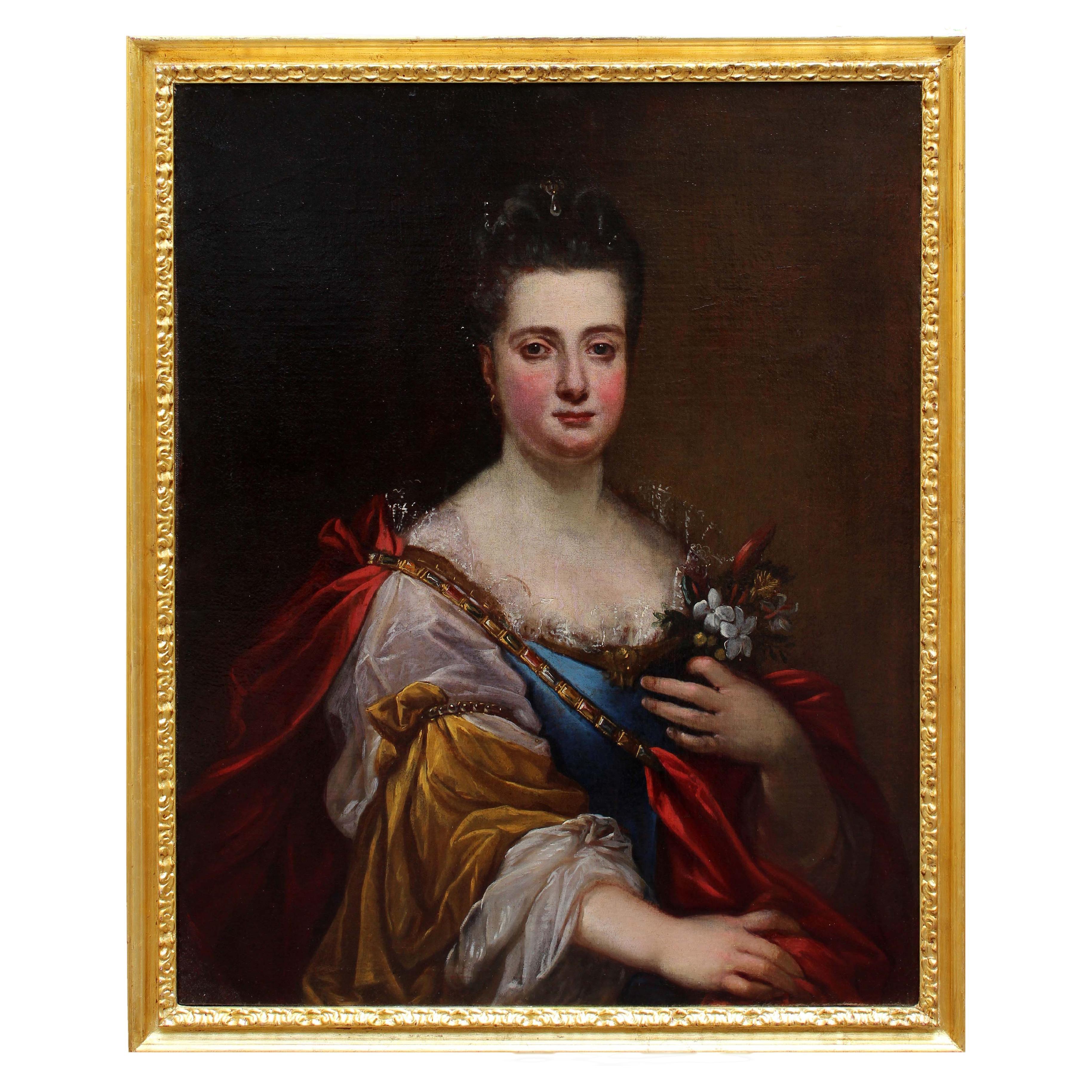 18th Century Portrait of a Lady Painting Oil on Canvas Attributed to Ceccarini
