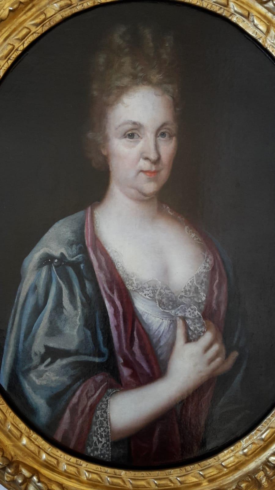 Painted 18th Century Portrait of a Noble Woman For Sale