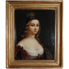 18th Century Portrait of a Young Princess Oil on Panel
