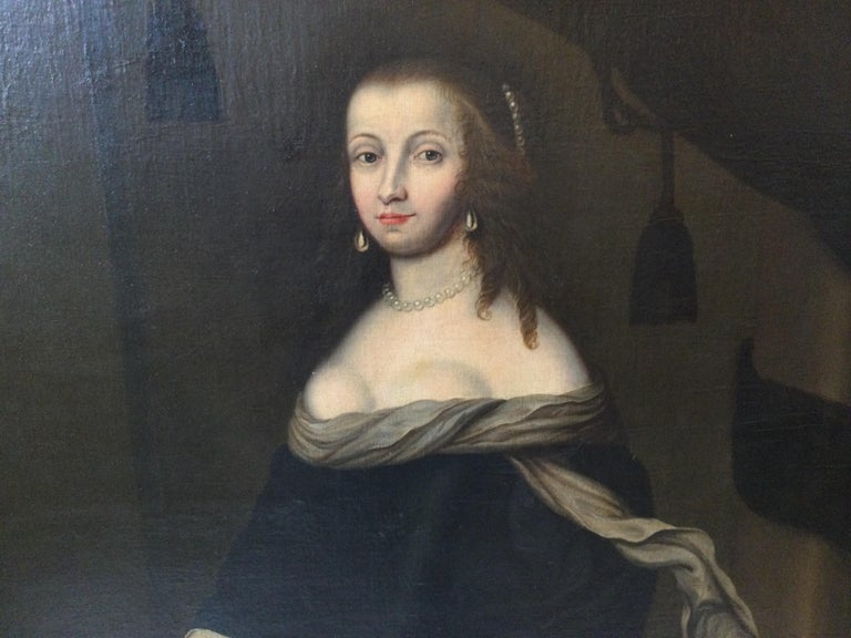 Hand-Painted 18th Century Portrait of an Aristocratic Lady, England For Sale