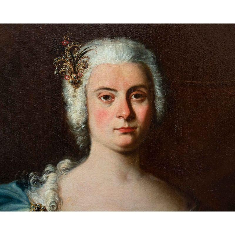 Italian 18th Century Portrait of Giulia Augusta Albani Oil on Canvas by Ceccarini
