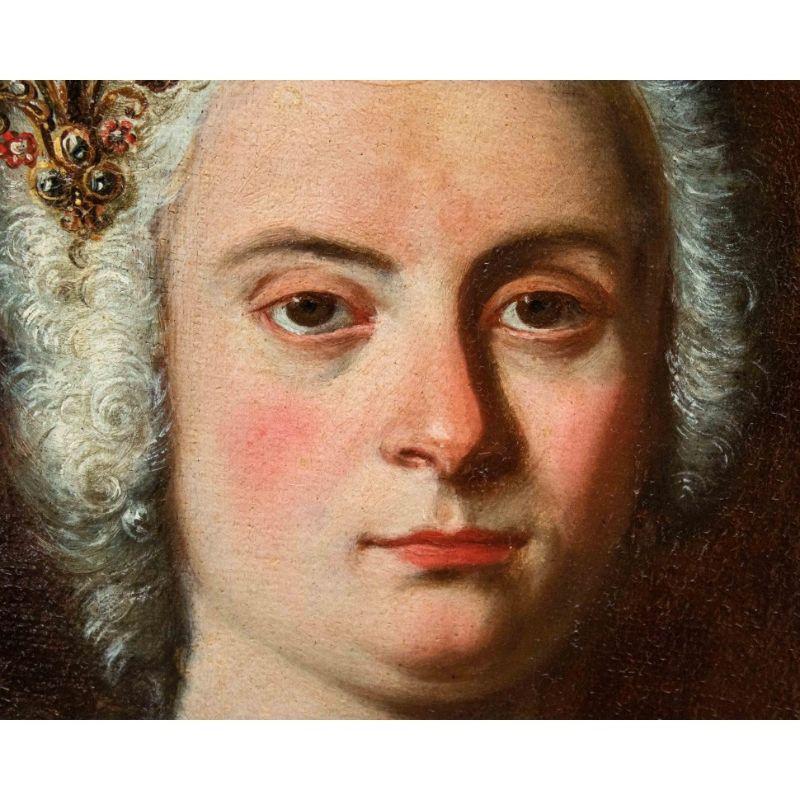 Oiled 18th Century Portrait of Giulia Augusta Albani Oil on Canvas by Ceccarini