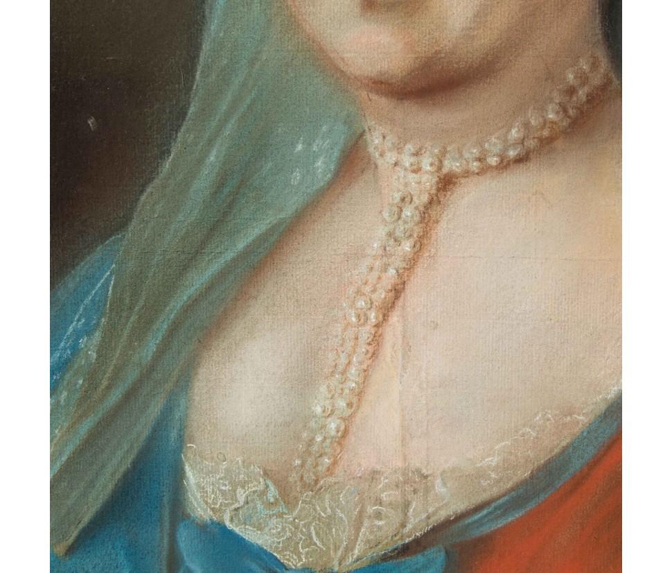 Pastellporträt von Ludwig XV. von Frankreich und Königin der königlichen Konsort auf Papier, 18. Jahrhundert im Angebot 1