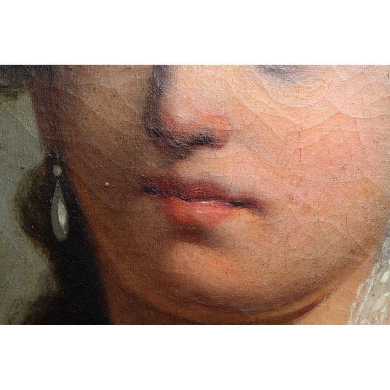 Portraits de femmes du XVIIIe siècle - Deux tableaux à l'huile sur toile de Bertoli en vente 3
