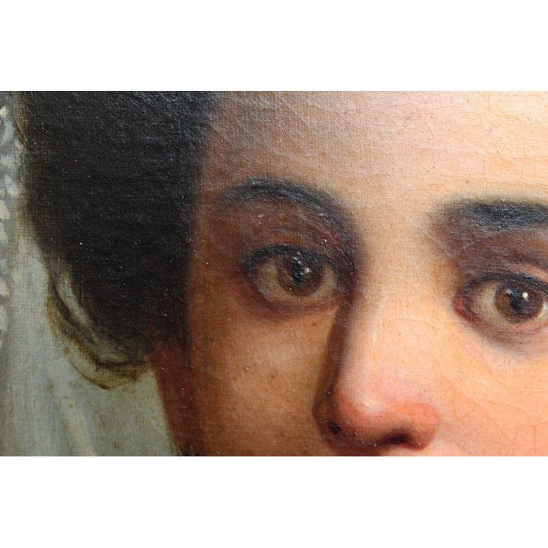 Portraits de femmes du XVIIIe siècle - Deux tableaux à l'huile sur toile de Bertoli en vente 5