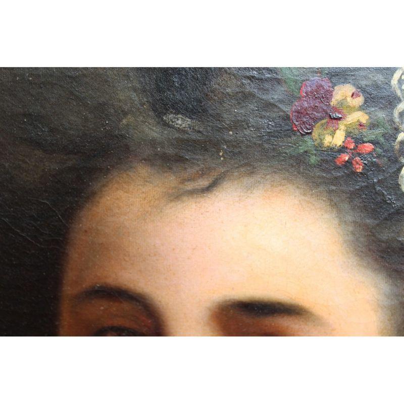Portraits de femmes du XVIIIe siècle - Deux tableaux à l'huile sur toile de Bertoli en vente 6