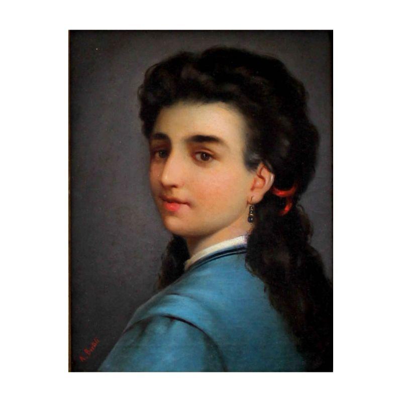 Huilé Portraits de femmes du XVIIIe siècle - Deux tableaux à l'huile sur toile de Bertoli en vente