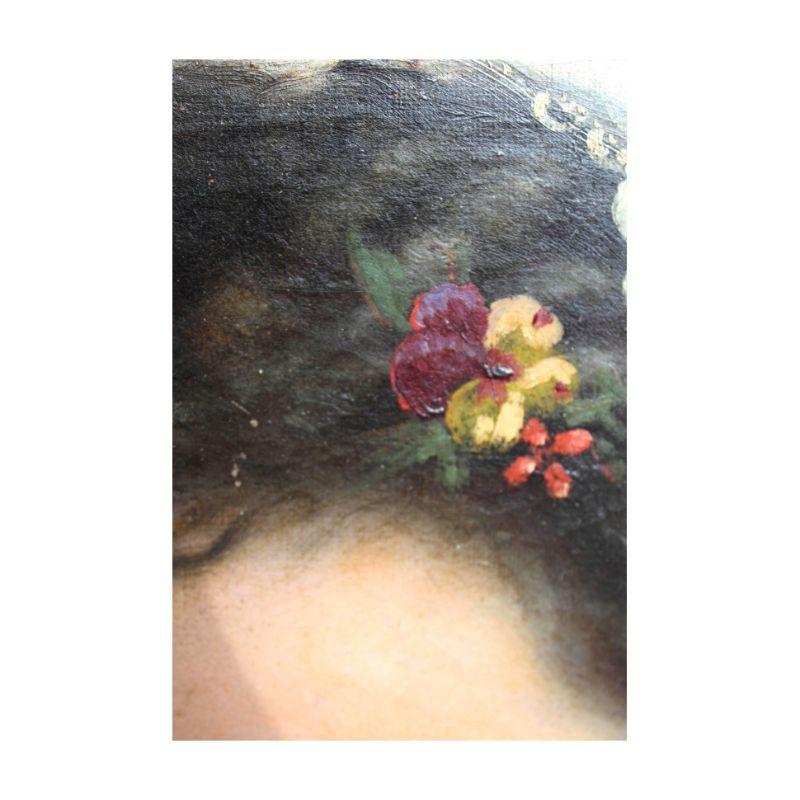 XIXe siècle Portraits de femmes du XVIIIe siècle - Deux tableaux à l'huile sur toile de Bertoli en vente