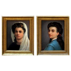 18th Century Portraits of Women Couple of Paintings in Oil on Canvas by Bertoli